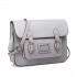 LT1665 - Miss Lulu Plain Leather Look School Work Satchel Grey LT1665 - Miss Lulu Plain Leather Look School Work Satchel Grey
